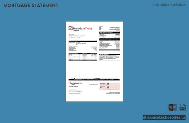 Beispiel eines Hypothekenauszugs der Nigeria Premium Trust Bank (Word- und PDF-Datei)
